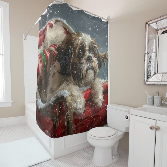 Shih Tzu Dog Weihnachtsfest Duschvorhang (Beispiel)