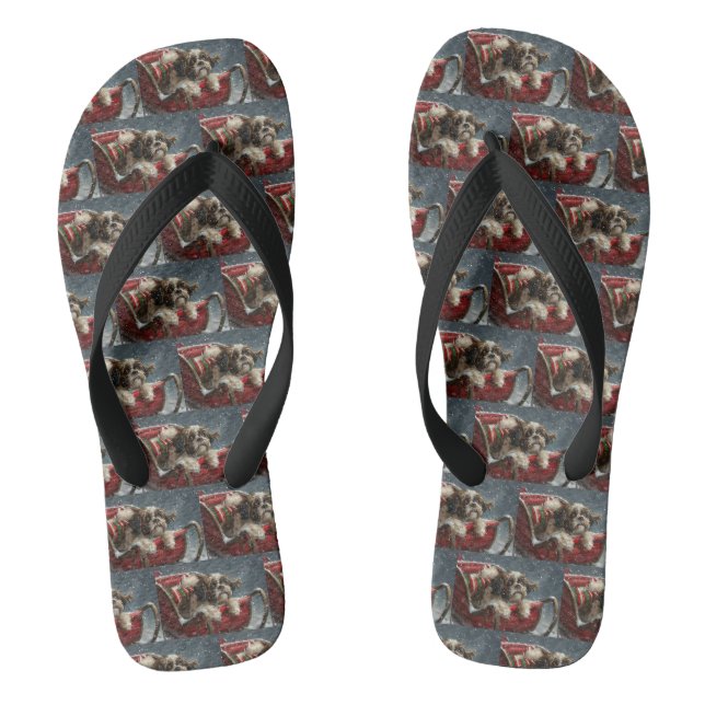 Shih Tzu Dog Weihnachtsfest Flip Flops (Fußbett)