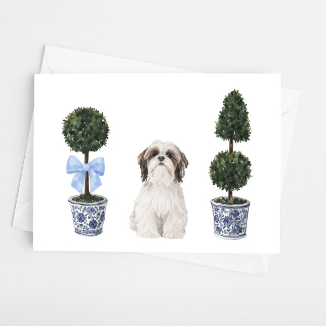 Shih Tzu Dog Welpe Topiary Watercolor Karte (Von Creator hochgeladen)