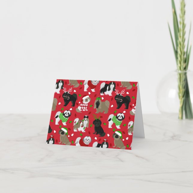 Shih Tzu Dogs Christmas Karte (Vorderseite)