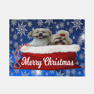 Shih tzu Door Mat, Frohe Weihnachten Fußmatte