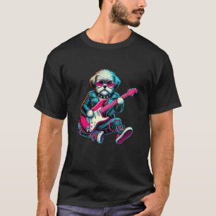 Shih Tzu E-Gitarre Lustiger Hund Rockband Musik T-Shirt