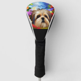 Shih Tzu Face umgeben von Blume Golf Headcover