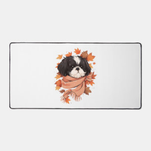 Shih Tzu Fall Dog Autumn Leaves Erntedank Copy Schreibtischunterlage