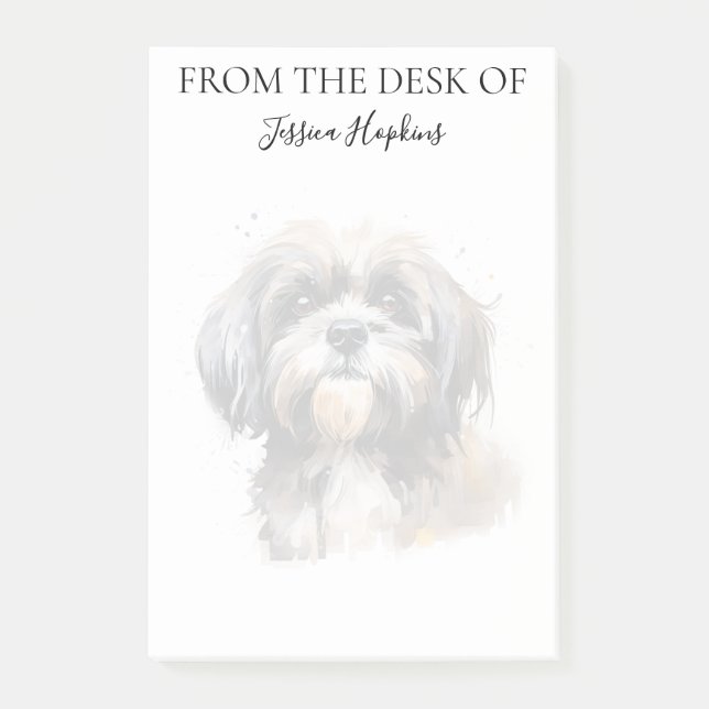 Shih Tzu Fan monogrammierter Hund Post-it Klebezettel (Vorderseite)
