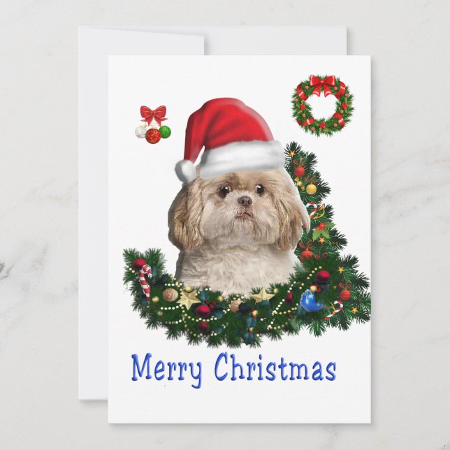 Shih Tzu Feiertagskarte (Vorderseite)