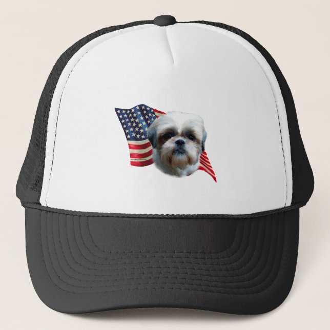 Shih Tzu Flag Truckerkappe (Vorderseite)