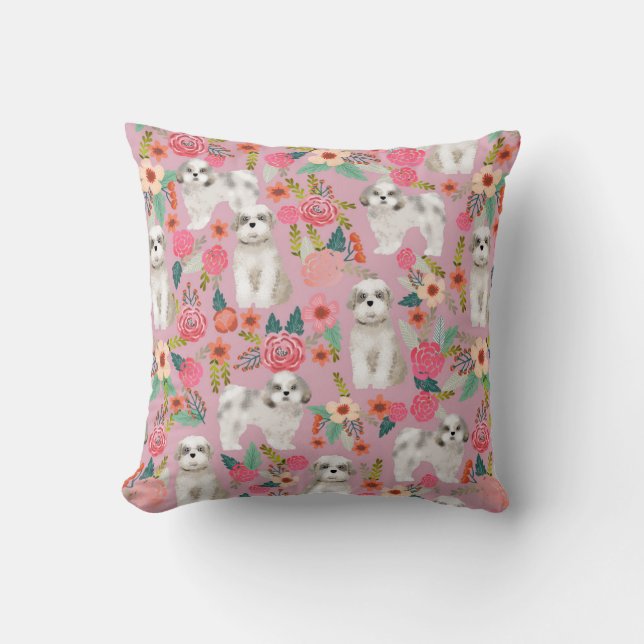 shih tzu florals Kissen Hund Dekor niedlich Hund (Vorderseite)