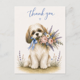 Shih Tzu Flower Bouquet Thank You Postkarte