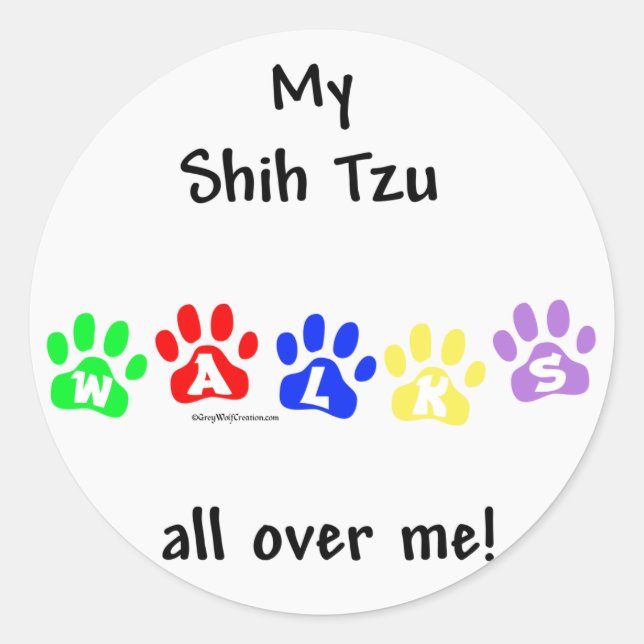 Shih Tzu geht durch Sie Runder Aufkleber (Vorderseite)
