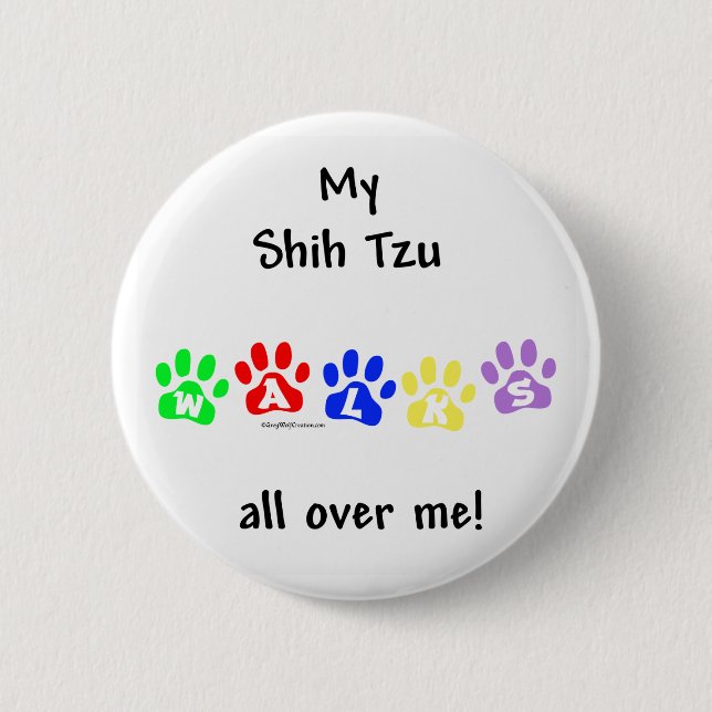 Shih Tzu geht durch Sie - Schaltfläche Button (Vorderseite)