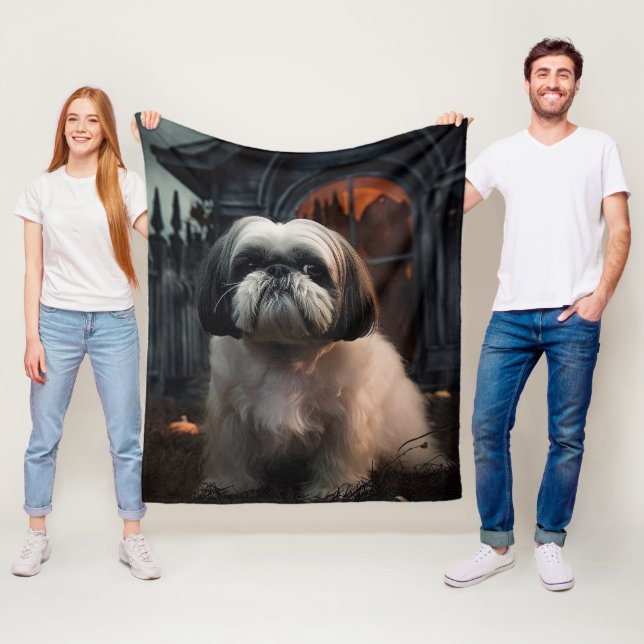 Shih Tzu Halloween Beängstigend Fleecedecke (Beispiel)