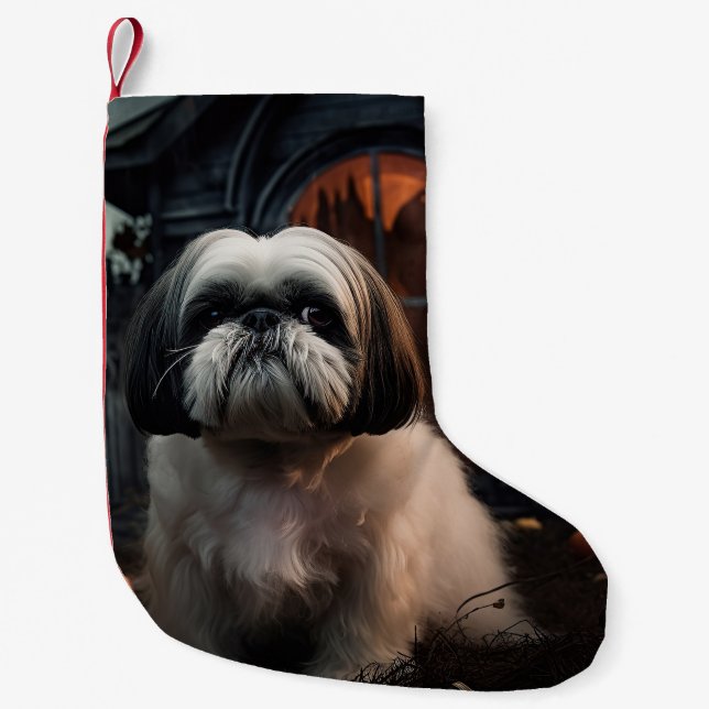Shih Tzu Halloween Beängstigend Kleiner Weihnachtsstrumpf (Vorderseite)