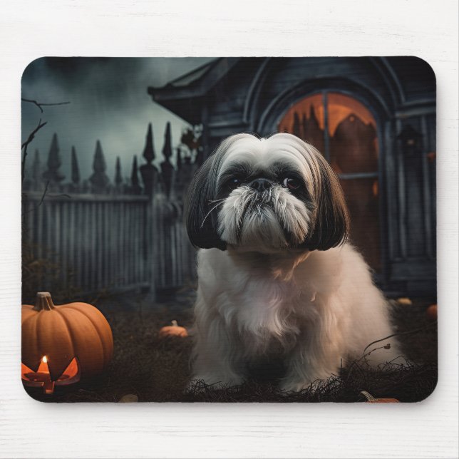 Shih Tzu Halloween Beängstigend Mousepad (Vorne)