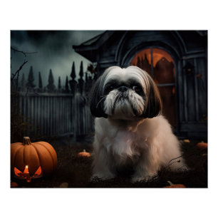 Shih Tzu Halloween Beängstigend Poster