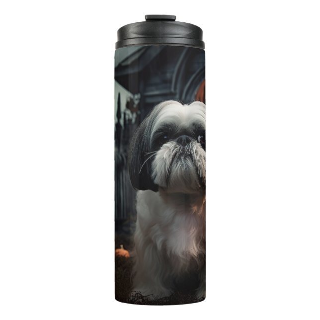 Shih Tzu Halloween Beängstigend Thermosbecher (Vorderseite)