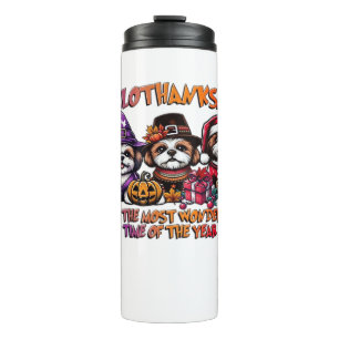 Shih Tzu Halloween Erntedank Weihnachtsklassiker Thermosbecher