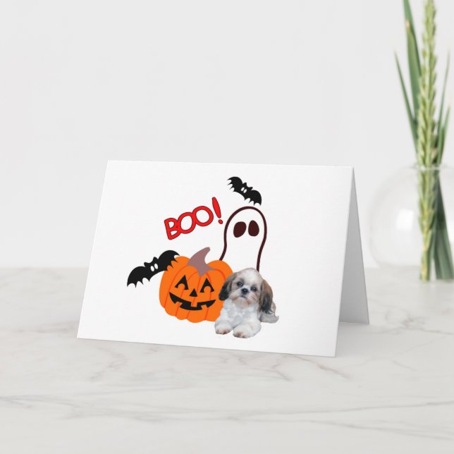 Shih Tzu Halloween Grußkarte Karte (Vorderseite)