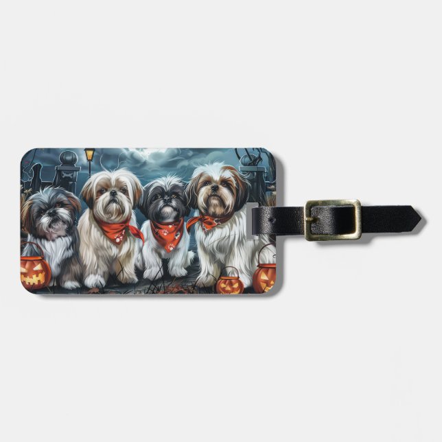 Shih Tzu Halloween Spooky Gepäckanhänger (Vorderseite horizontal)