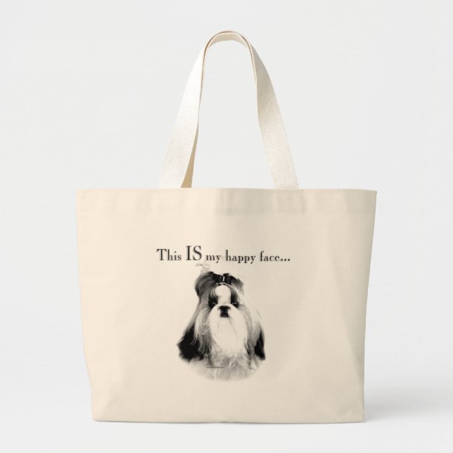 Shih Tzu Happy Face Jumbo Stoffbeutel (Vorne)