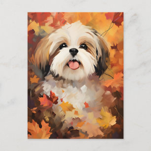 Shih Tzu Herbst Thanksgiving  Postkarte
