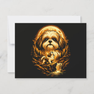 Shih Tzu Heult zum Mond Lustiger Hund Einladung