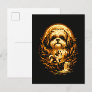 Shih Tzu Heult zum Mond Lustiger Hund Einladungspostkarte