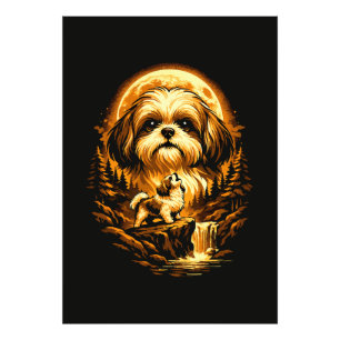 Shih Tzu Heult zum Mond Lustiger Hund Fotodruck