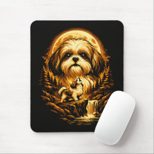 Shih Tzu Heult zum Mond Lustiger Hund Mousepad