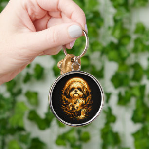 Shih Tzu Heult zum Mond Lustiger Hund Schlüsselanhänger