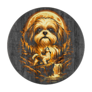 Shih Tzu Heult zum Mond Lustiger Hund Schneidebrett