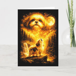 Shih Tzu heult zum Mond vintage mystischer Hund Karte