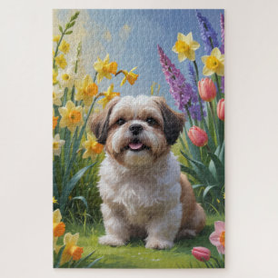 Shih Tzu Hund Frühlingsblumen Malerei
