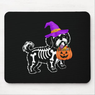 Shih Tzu Hund Halloween Soky Skeleton Trick or Tre Mousepad