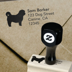 Shih Tzu Hund Rasse Silhouette Rücksendeadresse Gummistempel