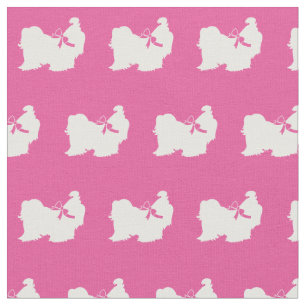 Shih Tzu Hund Silhouette Haustier Rosa Stoff