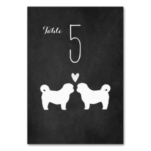 Shih Tzu Hund Silhouetten Hochzeit Empfang Tischnummer