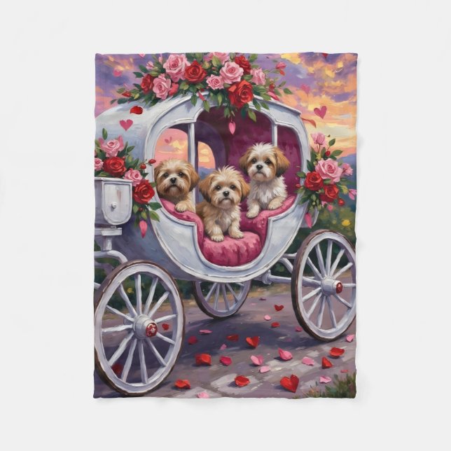 Shih Tzu Hund Valentinstag Fleecedecke (Vorderseite)