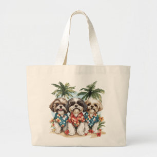 Shih Tzu Hunde mit hawaiianischen Hemden Jumbo Stoffbeutel