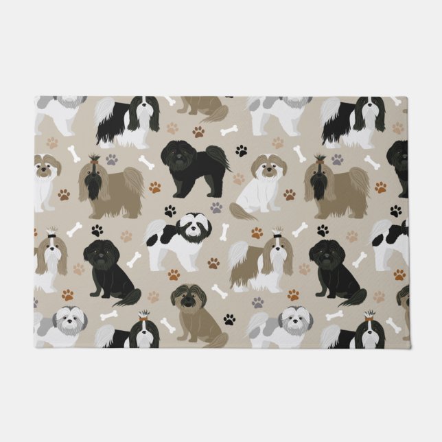 Shih Tzu Hunde Paws and Bones Doormat Fußmatte (Vorderseite)