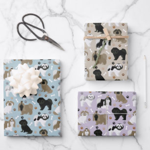 Shih Tzu Hunde Paws and Bones Geschenkpapier Set