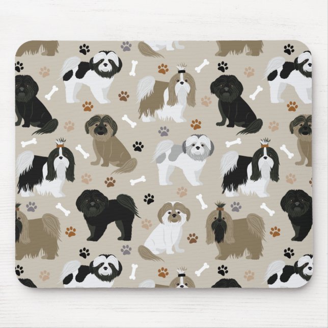 Shih Tzu Hunde Paws and Bones Mouse Pad Mousepad (Vorne)