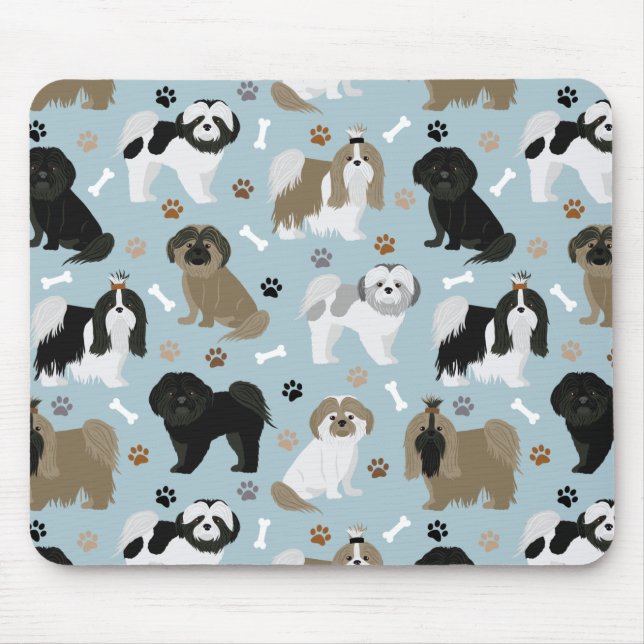 Shih Tzu Hunde Paws and Bones Mousepad (Vorne)