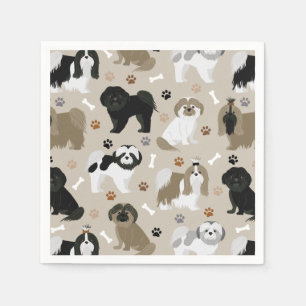 Shih Tzu Hunde Paws and Bones Napkins Serviette