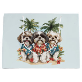 Shih Tzu Hunde tragen hawaiianische Shirts Große Geschenktüte