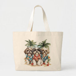 Shih Tzu Hunde tragen hawaiianische Shirts Jumbo Stoffbeutel