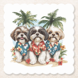 Shih Tzu Hunde tragen hawaiianische Shirts Untersetzer