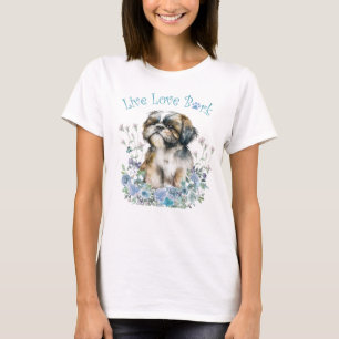 Shih Tzu Hundefrau Blumen T-Shirt