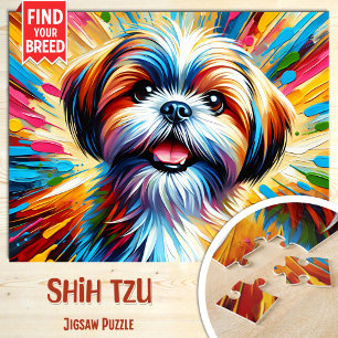 Shih Tzu Hundeporträt Acryl-Kunst Druck Hunde Lieb