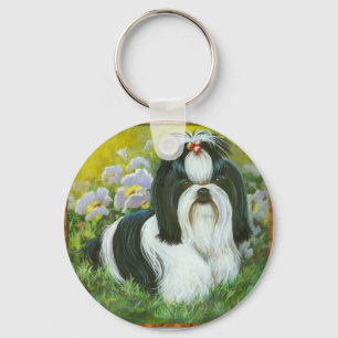 Shih Tzu im Garden-Schlüsselanhänger Schlüsselanhänger